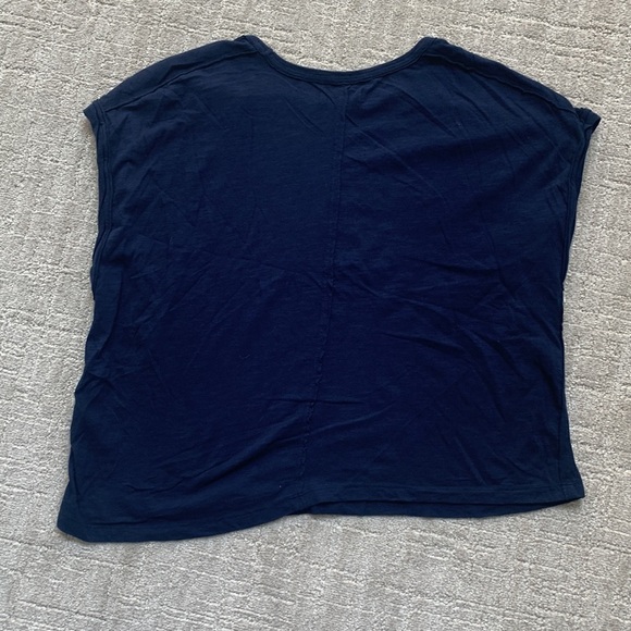We the Free Nina Cuffed Boxy Navy Blue Short Sleeve Casual Comfy Tee Women Large - Picture 5 of 5